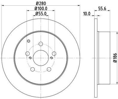 Диск гальмівний з покриттям PRO; задн. - HELLA PAGID 8DD355111671