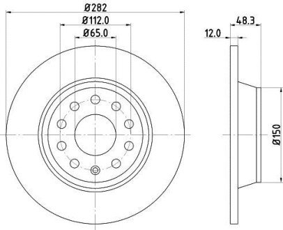 Диск гальмiвний з покриттям PRO; задн. - HELLA PAGID 8DD355112141