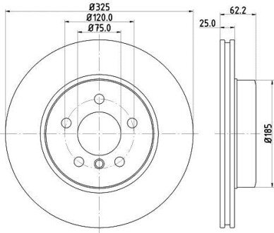 Гальмівний диск перед. BMW X3 (E83) 03-11 (325x25) - HELLA PAGID 8DD355112-231