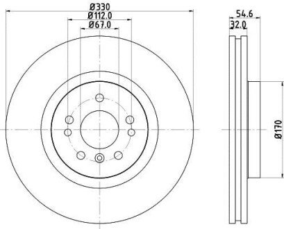 Гальмівний диск перед. W164/W251 05- (PRO) - HELLA PAGID 8DD355113-171