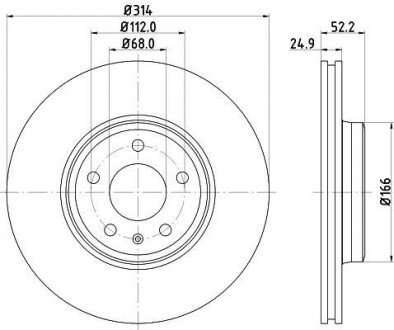 Диск гальмівний з покриттям PRO; передн. - HELLA PAGID 8DD355113881