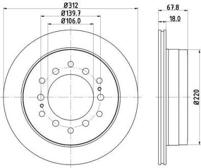 Диск гальмівний з покриттям PRO; задн. - HELLA PAGID 8DD355114861