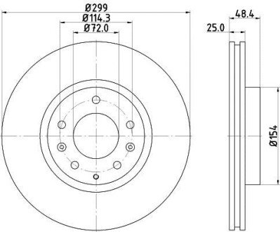 Гальмівний диск перед. MAZDA 6 07-13 (299x25) - HELLA PAGID 8DD355115-771