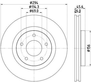 Гальмівний диск перед. C4/Compass/Patriot/ASX/Outlander/4008 06- 1.6-3.6 (PRO) - HELLA PAGID 8DD355115-911