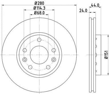 Гальмівний диск перед. Duster/Fluence/Laguna III/Megane III 08- (280x24) - HELLA PAGID 8DD355116-151