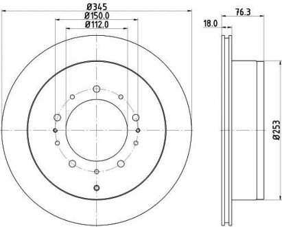 Гальмівний диск зад. LAND CRUISER 200 07- (345x18) - HELLA PAGID 8DD355116331