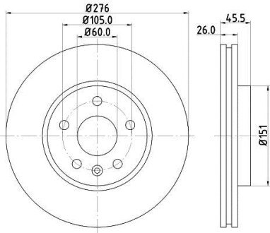 Гальмівний диск перед. Aveo/Cruze 11-/ Astra J 09- (276x26) - HELLA PAGID 8DD355116-351