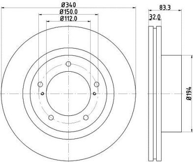 Диск гальмівний з покриттям PRO; передн. - HELLA PAGID 8DD355116551