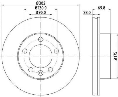 Гальмівний диск перед. Master/Movano 10- (302mm) - HELLA PAGID 8DD355117-121