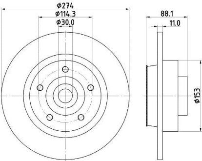 Диск гальмівний з підшипником з покриттям PRO; задн. - HELLA PAGID 8DD355117351