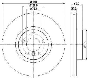 Гальмівний диск перед. BMW X5 (E70/F15/F85) / X6 (E71-72/F16/F86) 07- (348x30) - HELLA PAGID 8DD355117-741