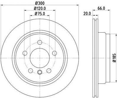 Гальмівний диск зад. F30/F80/F34/F31/F36/F33/F83 11- 1.5-3.0 (PRO) - (34216864900) HELLA PAGID 8DD355118-271 (фото 1)