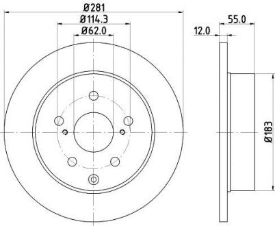 Диск гальмівний з покриттям PRO; задн. - HELLA PAGID 8DD355118881