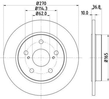 Диск гальмівний з покриттям PRO; задн. - HELLA PAGID 8DD355118971