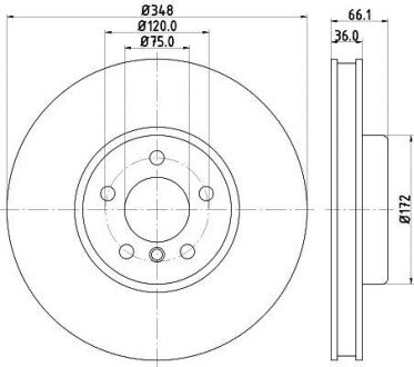 Диск гальмівний з покриттям PRO; передн., лів. - HELLA PAGID 8DD355119261