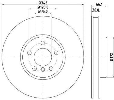 Диск гальмівний з покриттям PRO; передн., прав. - HELLA PAGID 8DD355119271