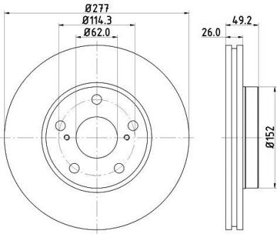 Диск гальмівний з покриттям PRO; передн. - (4351202330) HELLA PAGID 8DD355119661
