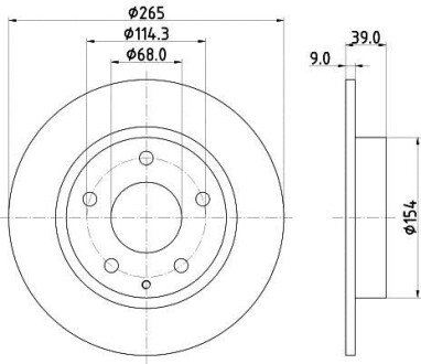 Диск гальмівний з покриттям PRO; задн. - (b45G26251A, BJS726251A, BJS726251B) HELLA PAGID 8DD355120461