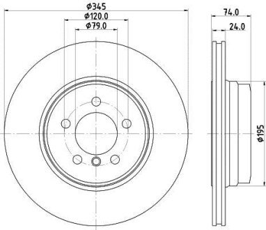 Гальмівний диск зад. E65/E66/E67 03-08 (PRO) - (34216765889, 34216864054) HELLA PAGID 8DD355122-251