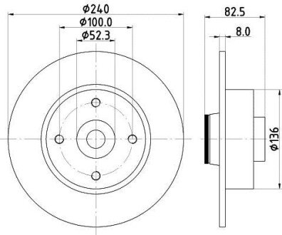 Диск гальмівний з покриттям PRO; задн. з підшипником - HELLA PAGID 8DD355123241