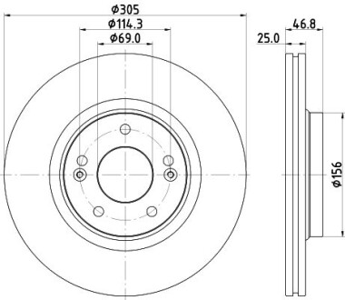 Диск гальмівний (передній) Hyundai Kona/Tucson/i30 17- - HELLA PAGID 8DD355126541