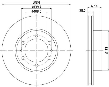 Диск гальмівний з покриттям PRO; передн. - HELLA PAGID 8DD355126771