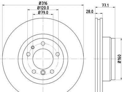 Диск гальмівний PRO High Carbon; передн. - HELLA PAGID 8DD355127161