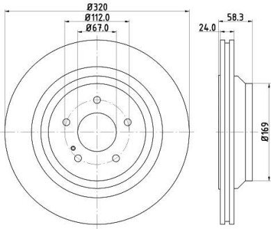 Гальмівний диск зад. W221/C216 05-13 2.2-5.5 (PRO) HC - HELLA PAGID 8DD355128-751 (фото 1)