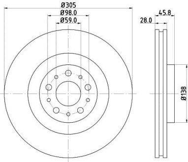 Диск гальмівний PRO High Carbon; передн. - HELLA PAGID 8DD355129351