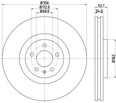 Диск гальмівний PRO High Carbon; передн. - (4G0615301A, 4G0615301K, 4G0615301T) HELLA PAGID 8DD355129371