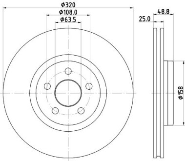 Диск гальмівний - ((2252905, 2279489, 2279490, KV6C1122GC, KV6C1125FB)) HELLA PAGID 8DD355133561