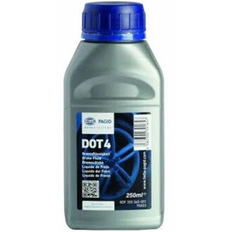 Рідина гальмівна dot 4, BRAKE FLUID, 0,25л - HELLA PAGID 8DF355360001