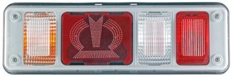 Ліхтар задній Лів (LED/P21W, 24В, з індикатором, світло протитуманних фар, світло заднього ходу, із стоп-сигналом, паркувальні вогні, аварійний трикутник) KRONE - HELLA 2VP340961511