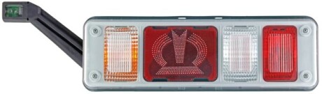 Ліхтар задній Лів (LED/P21W, 24В, з індикатором, світло протитуманних фар, світло заднього ходу, із стоп-сигналом, паркувальні вогні, аварійний трикутник, із лампою із подовжувачем) KRONE - HELLA 2VP340961531