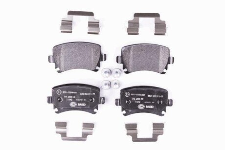 Комплект тормозных колодок, дисковый тормоз - HELLA 8DB355011-771