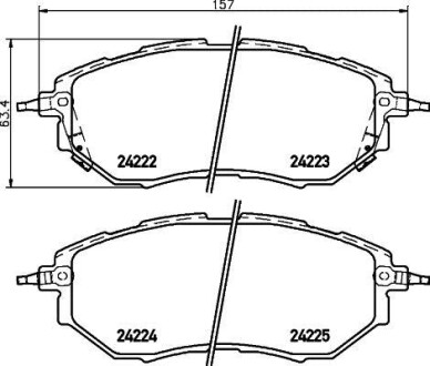 Комплект тормозных колодок, дисковый тормоз - HELLA 8DB355012031