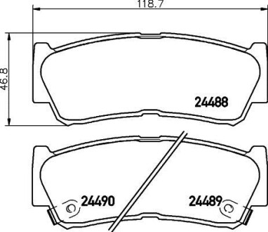 Гальмівні колодки зад. Hyundai Santa Fe 06-12 (mando) (118,6x47x15,6) - HELLA 8DB355013-081