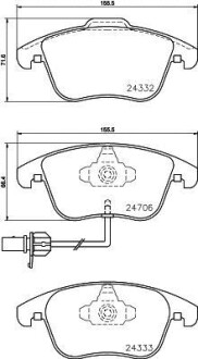 Комплект тормозных колодок, дисковый тормоз - HELLA 8DB355013861