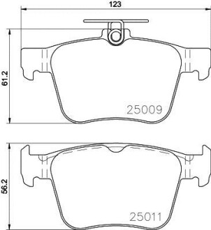 Колодки гальмівні дискові комплект; задн. - HELLA 8DB355020261