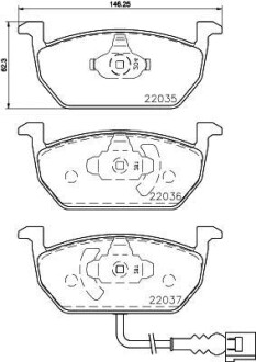 Колодки гальмівні дискові комплект; передн. - HELLA 8DB355021951