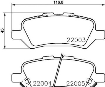 Комплект тормозных колодок - (044660T010) HELLA 8DB355023051