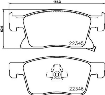 Гальмівнi колодки дисковi перед. Opel Astra K 1.0-1.6D 06.15- - HELLA 8DB 355 024-781