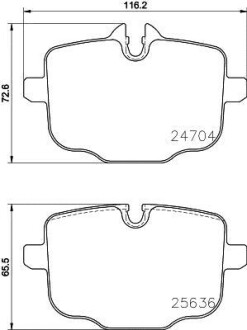 Колодки гальмівні дискові комплект; задн. - HELLA 8DB355024921