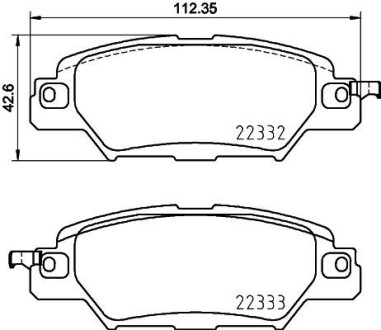 Колодки гальмівні дискові комплект; задн. - HELLA 8DB355025461