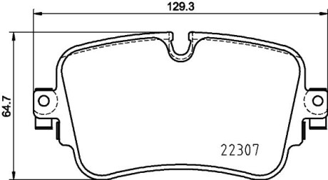 Колодки гальмівні дискові комплект; задн. - (4M0698451M, 4M0698451P) HELLA 8DB355025681