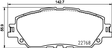 Колодки гальмівні дискові комплект; передн. / Camry 17>, RAV 4 18> - (0446533480, 0494747030, 0446512670) HELLA 8DB355036511