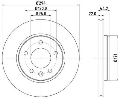 Диск гальмівний з покриттям PRO; задн. - HELLA 8DD355109701