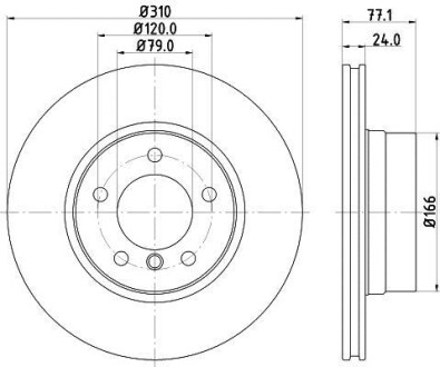 Гальмівний диск перед. E60/E61 03-10 Pro - HELLA 8DD355109-901