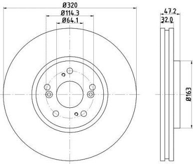 Гальмівний диск перед. Accord VIII 08- 2.0-2.4 320mm - HELLA 8DD355116-091