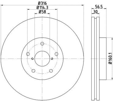 Диск гальмівний з покриттям PRO; передн. - HELLA 8DD355116361